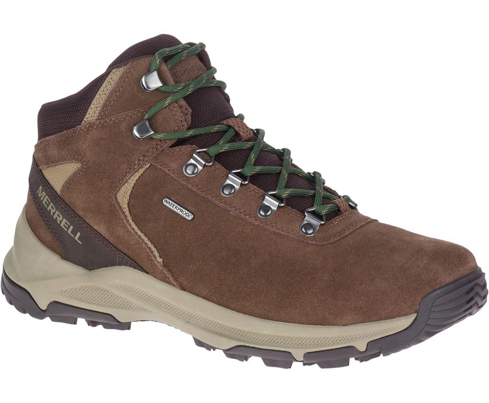 Kozaki Merrell Męskie Brązowe - Erie Mid Waterproof Wide Width - 270584-UEP